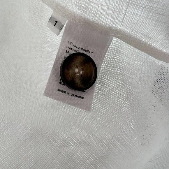 Sleeper Women’s Linen Pajama Set Button Front Shirt Pants Paper White 1/XS-S NWT - Picture 6 of 10